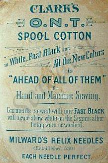 HISTORY OF SEWING THREADS, BARBOUR, CLARK, COATS, SYLKO, SEWALOT